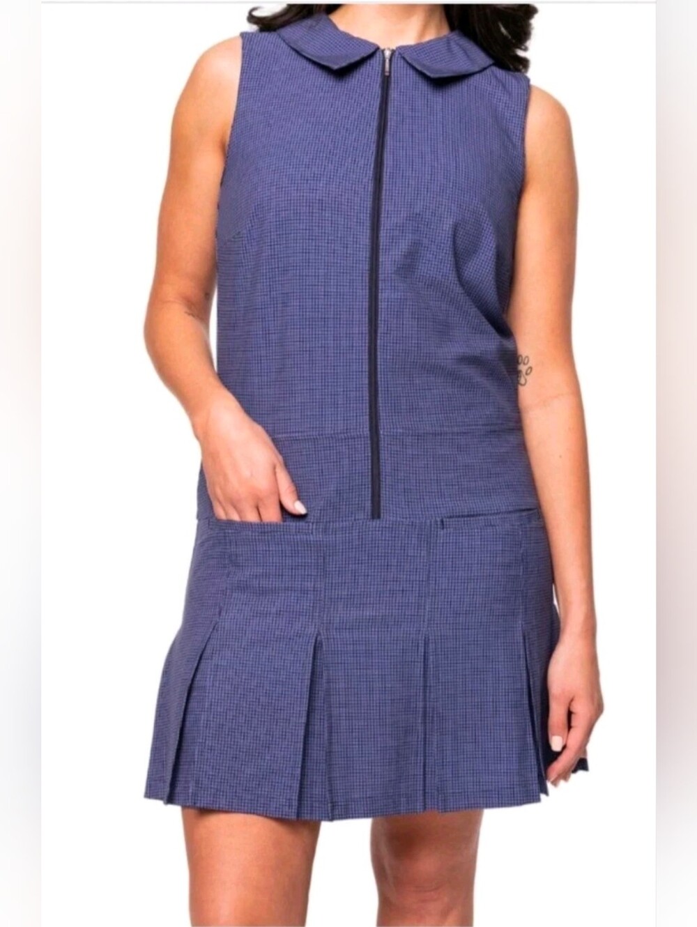 Golfini Navy Plaid Timeless Pleated Golf Dress